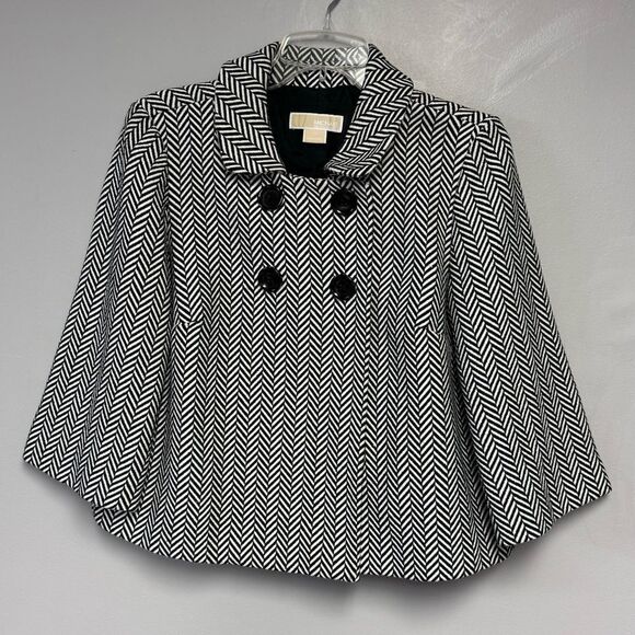 Michael Kors Black White Blazer women’s size P/M Medium M coat button jacket - Picture 1 of 3